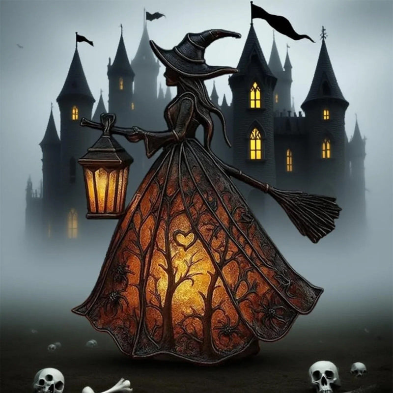 Halloweenská čarodějnická lampa s LED osvětlením