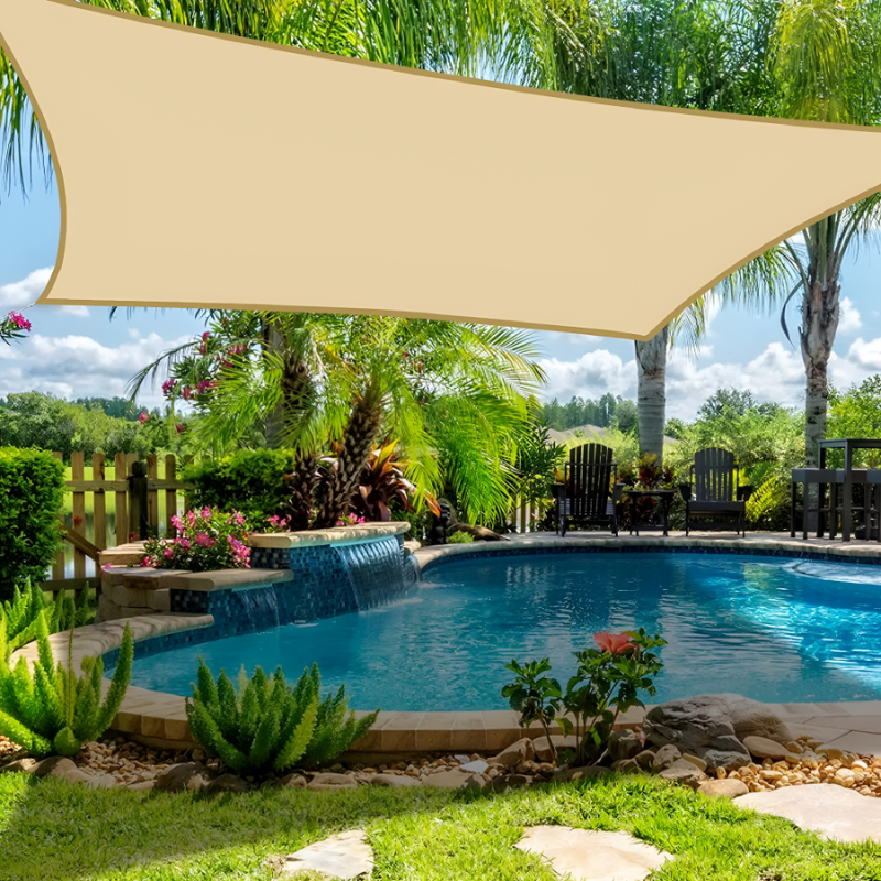 Rectangular Outdoor Sunshade with Rope Attachment