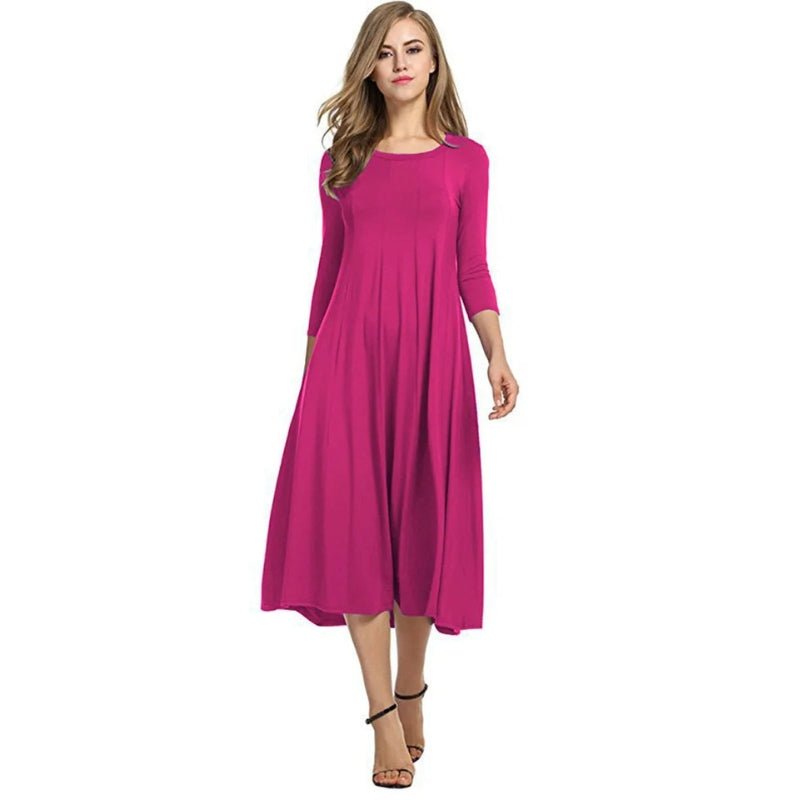 Chloe - Rochie maxi elegantă cu mâneci scurte și decolteu rotund
