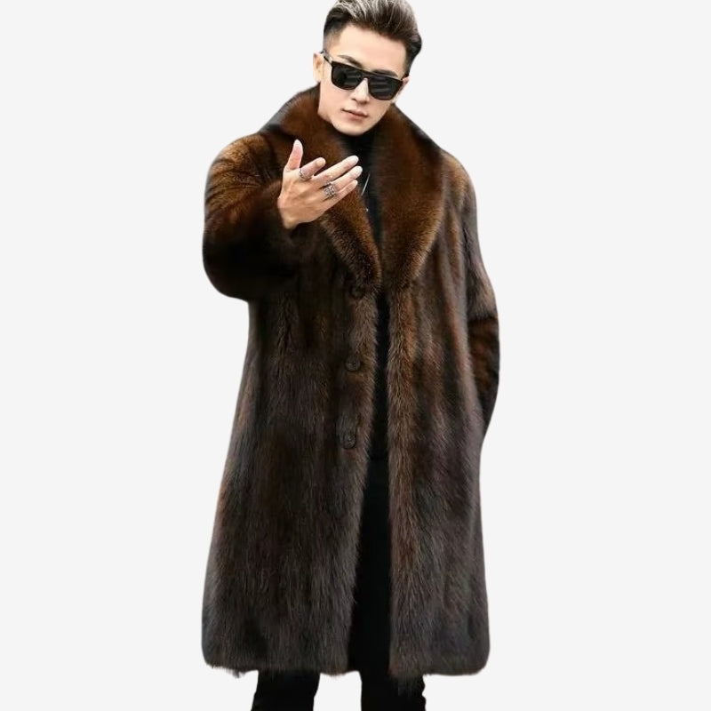 Dario - Long sleeve long coat with button closure