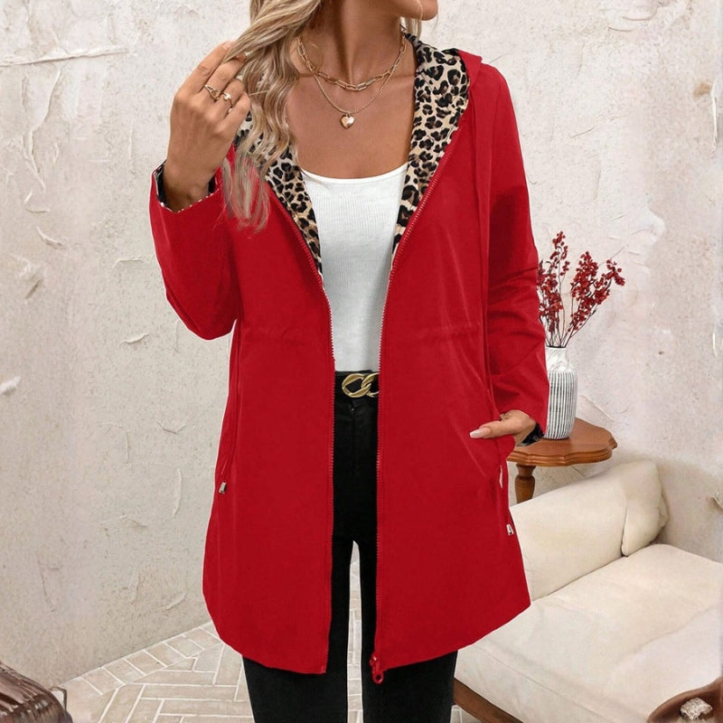 Chloe - Double sided hooded coat with zip closure