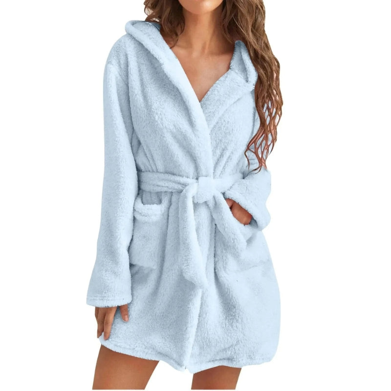 Lily - Stylish fleece bathrobe with long sleeves and side pockets