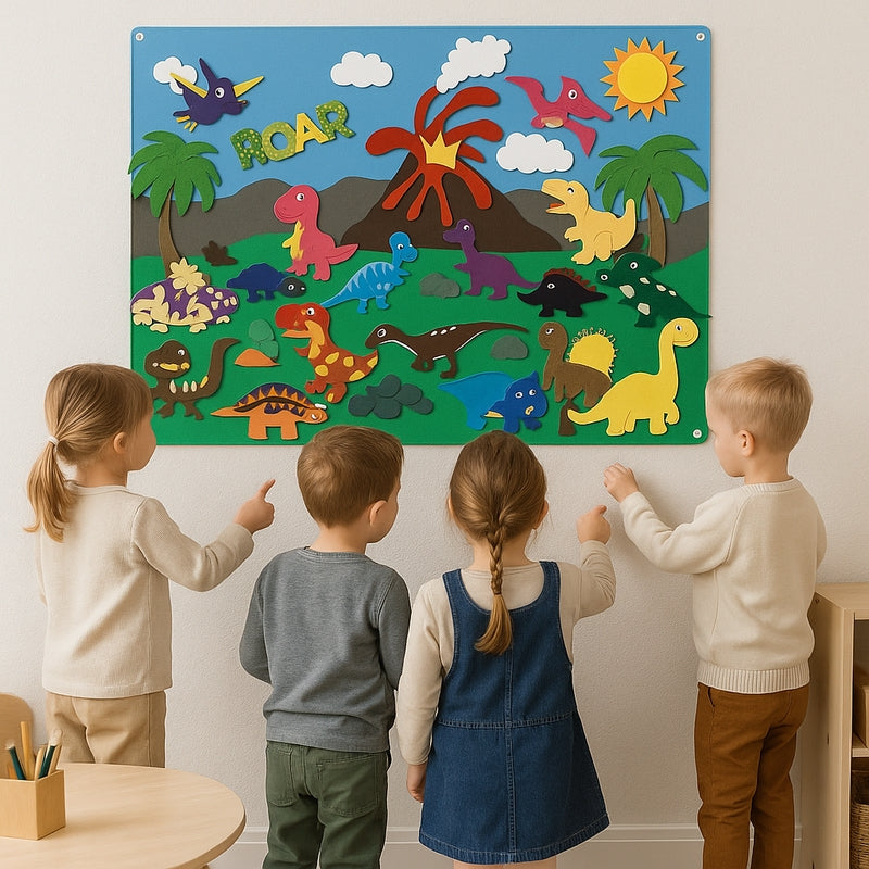 FeltScene – Set of felt boards with movable animal motif and background layout