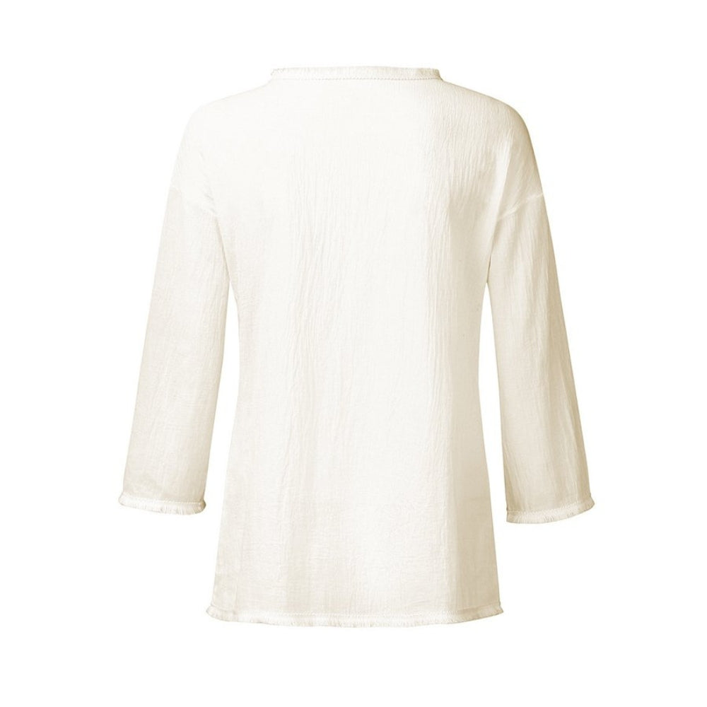 Lena – Top elegant cu mâneci lungi și decolteu rotund adânc