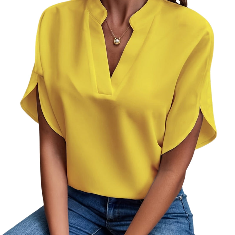 Audrey - V-Neck Blouse with Short Sleeves