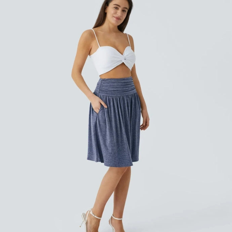 Victoria – Jupe courte taille haute avec volants et poches