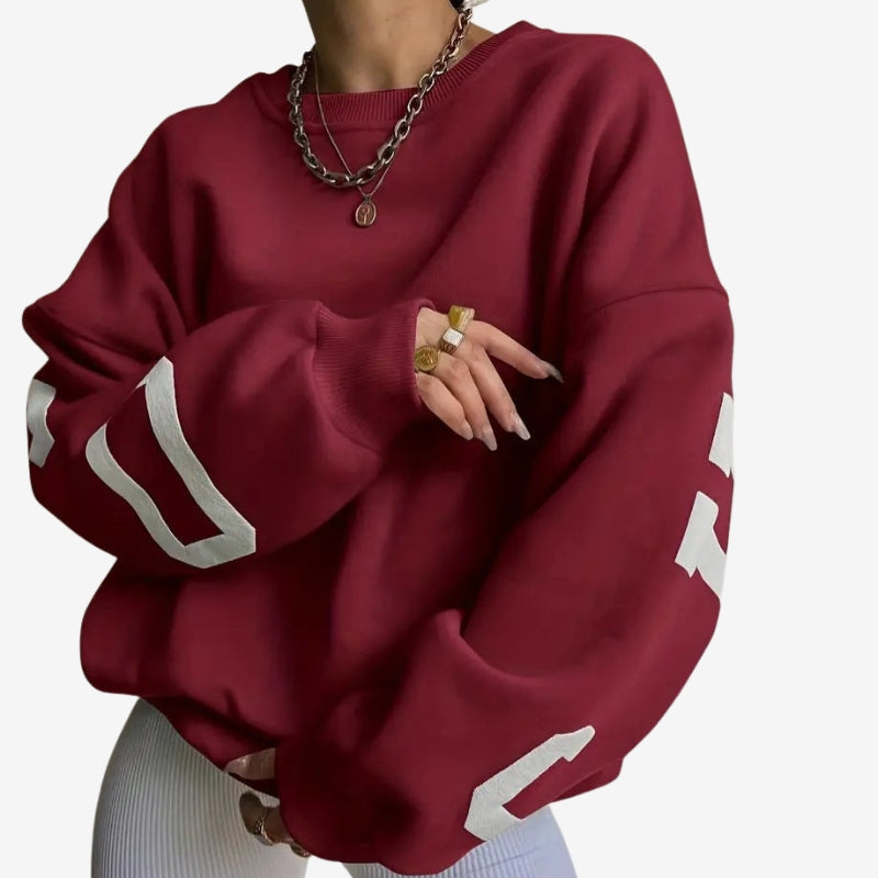 Jade - Long sleeve oversized sweater with round neck