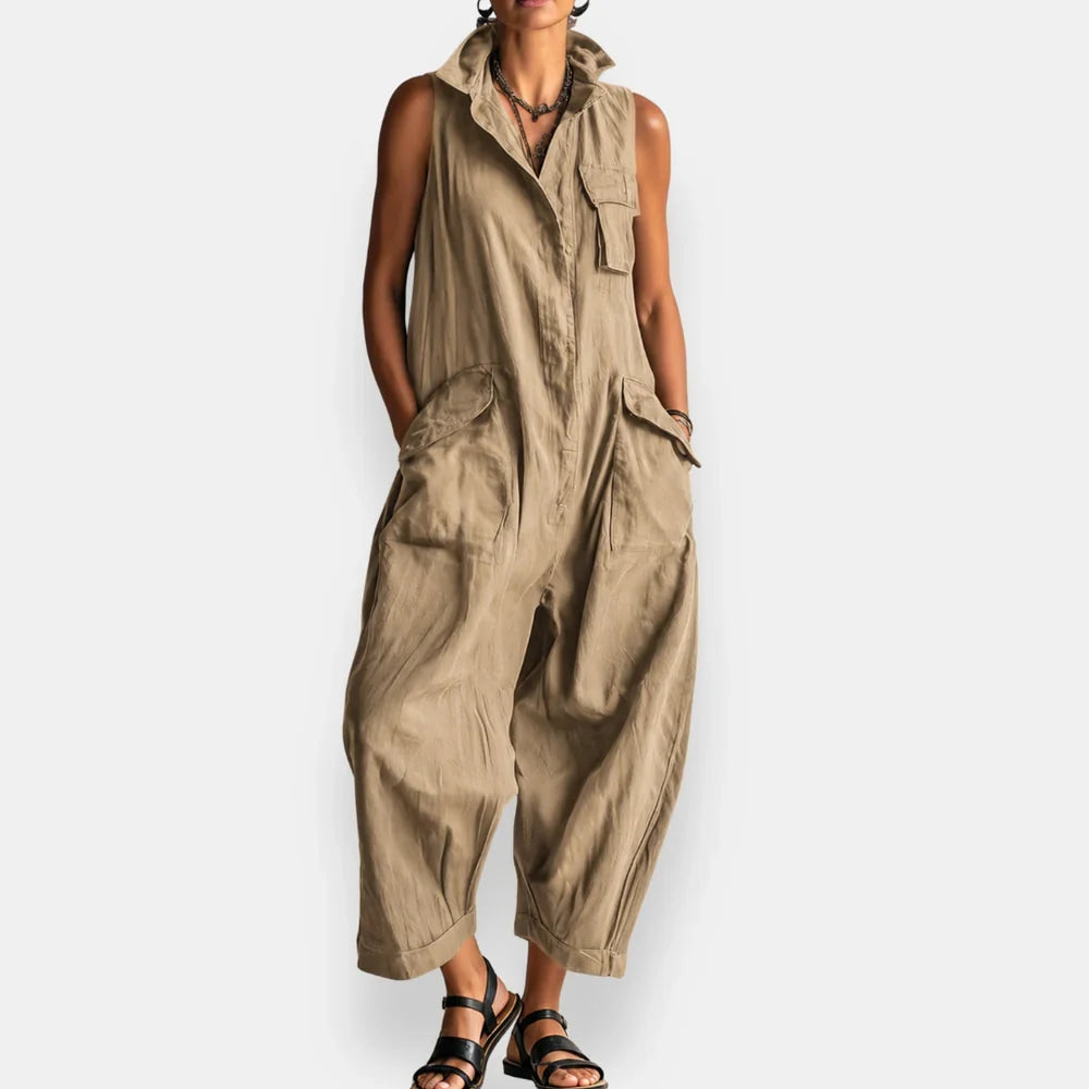 Sleeveless Jumpsuit with Pockets for Women