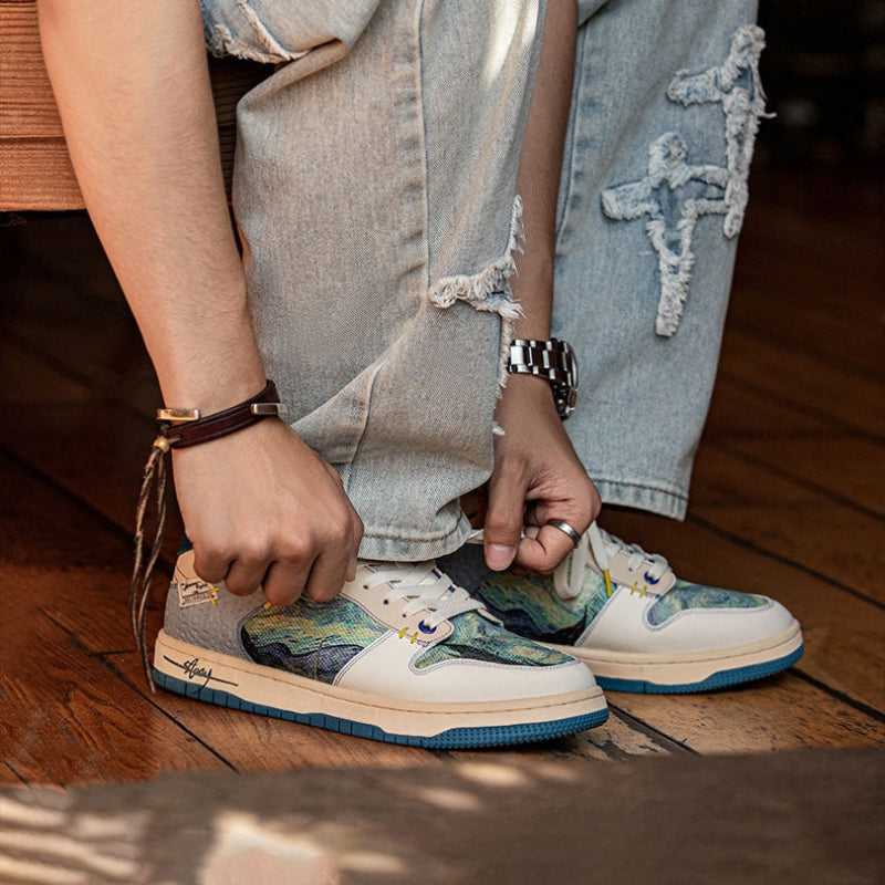 Paul – Sneakers with Printed Flat Sole and Round Toe
