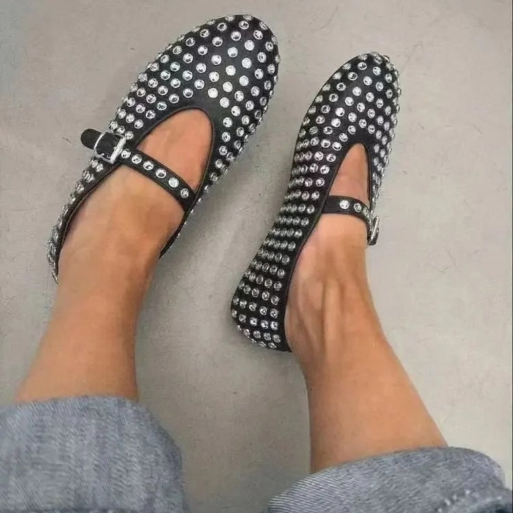 Zaria – Eleganckie baleriny z mini regulowanym paskiem i klamrą po boku