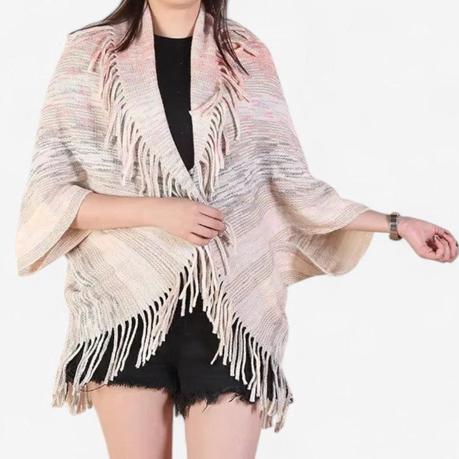 Maya - Cardigan tip capă cu design cu ciucuri