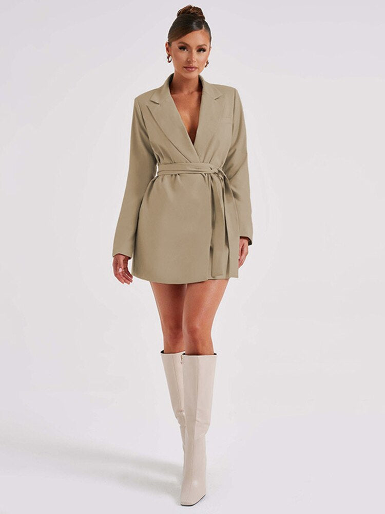 Clara - Elegant Blazer Dress with V-Neck for Women