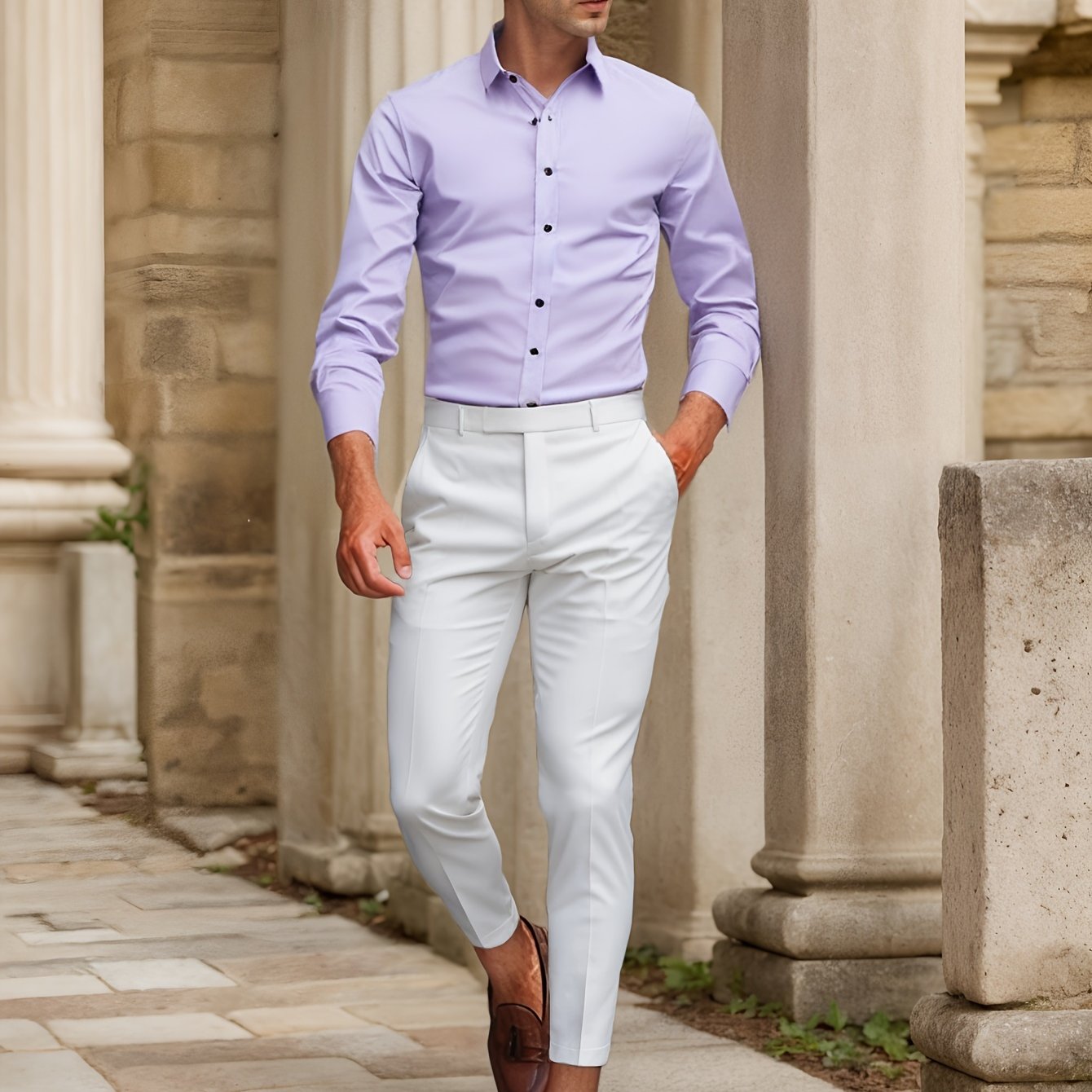 Luca - Slim Fit Shirt with Striped Collar