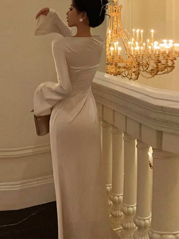 Grace – Rochie stilată cu mâneci lungi și decolteu rotund