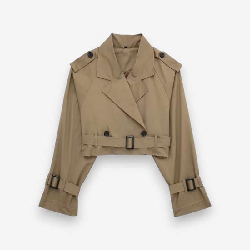 Alina - Trench corto con maniche lunghe e cintura