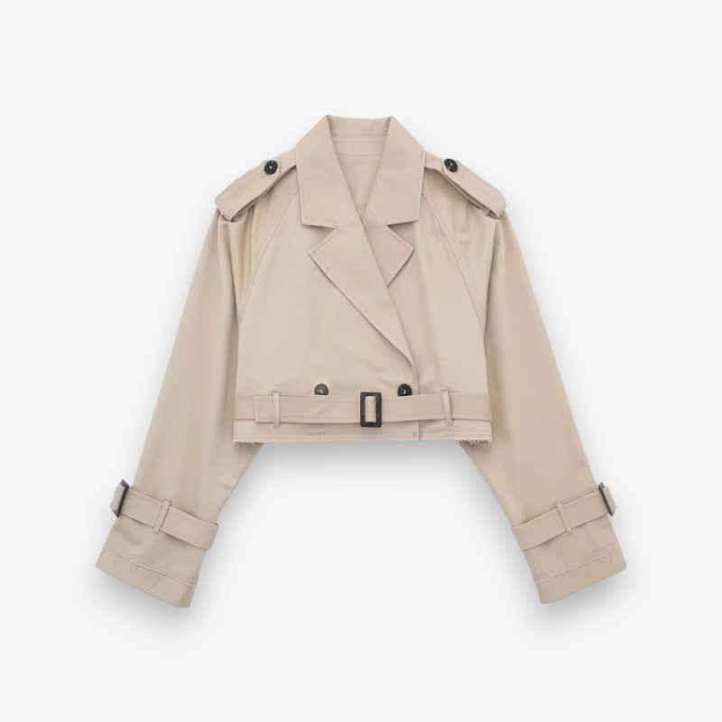 Alina - Trench corto con maniche lunghe e cintura