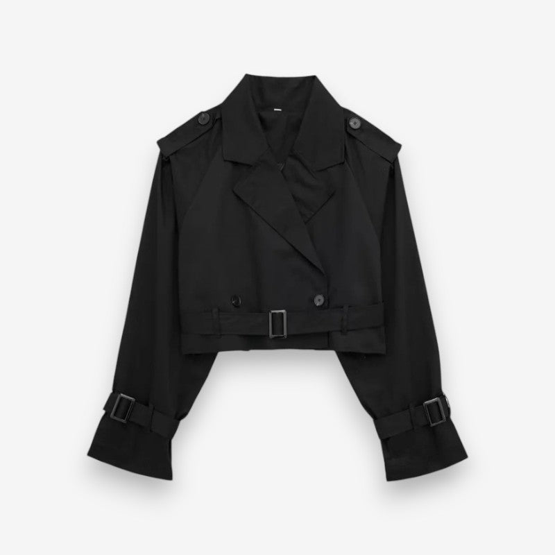 Alina - Trench corto con maniche lunghe e cintura