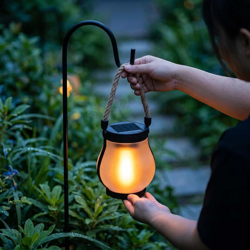 EmberNest - Lâmpada solar de exterior com efeito de chama cintilante