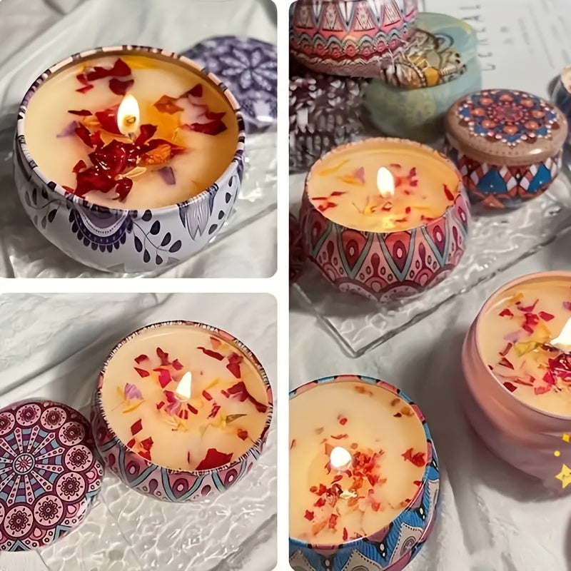 FloralWick - Set di candele profumate con motivi floreali