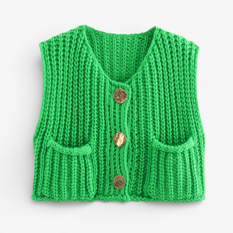Brooklyn - Sleeveless cardigan with button front