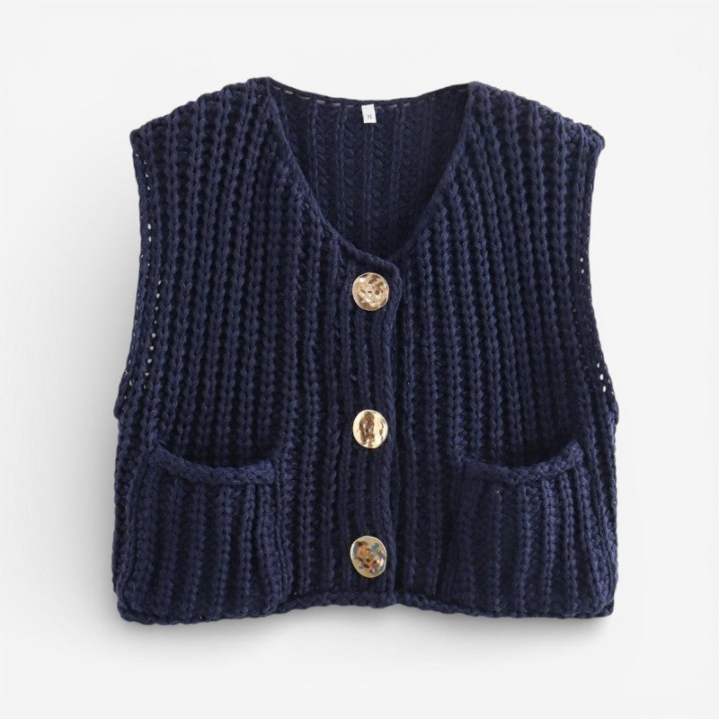 Brooklyn - Sleeveless cardigan with button front