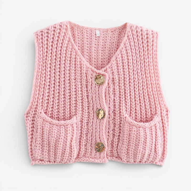 Brooklyn - Sleeveless cardigan with button front