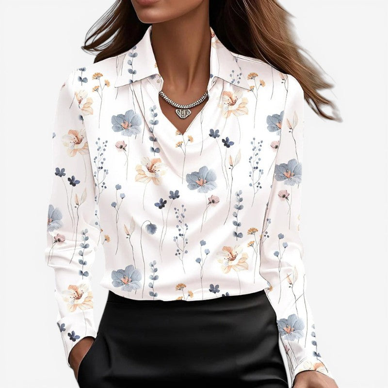 Blusa da donna aderente con collo alto e design sartoriale