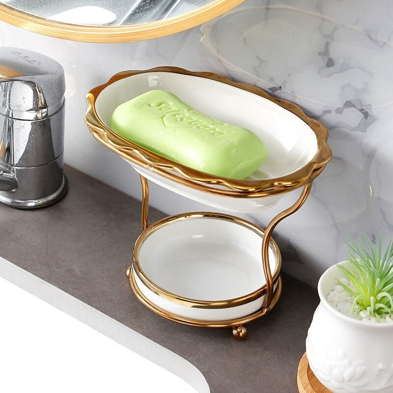 SageFlow - Elegant soap dish with raised design and drip tray
