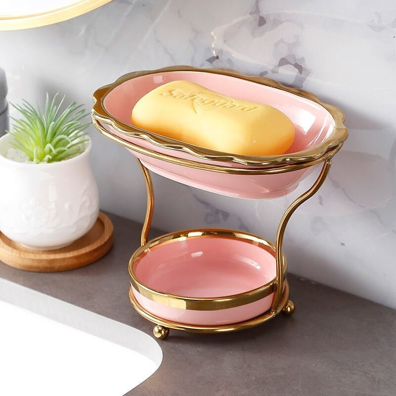 SageFlow - Elegant soap dish with raised design and drip tray
