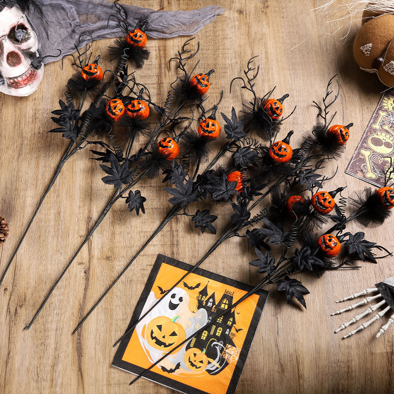 Halloween Decor Black Pumpkin Branch Ornament