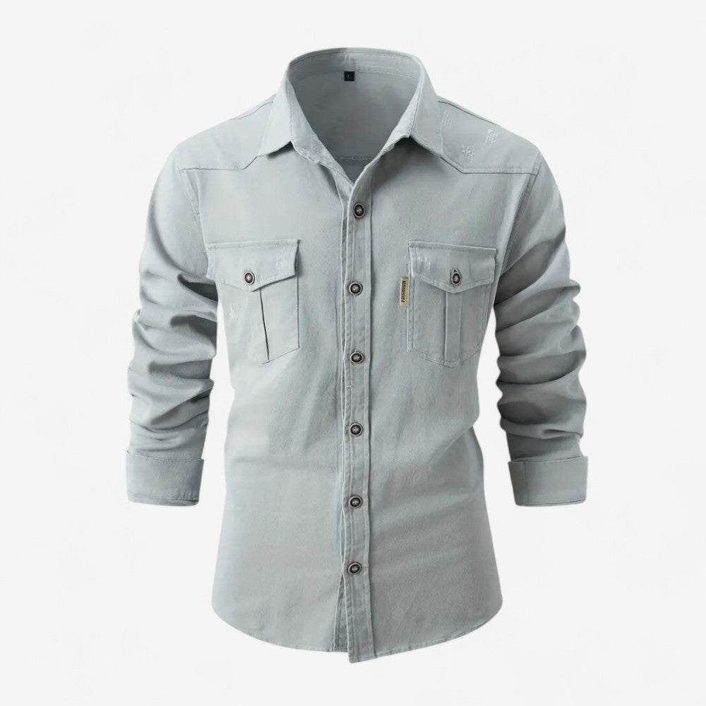 Frank - Chemise à manches longues avec détails usés et poches poitrine