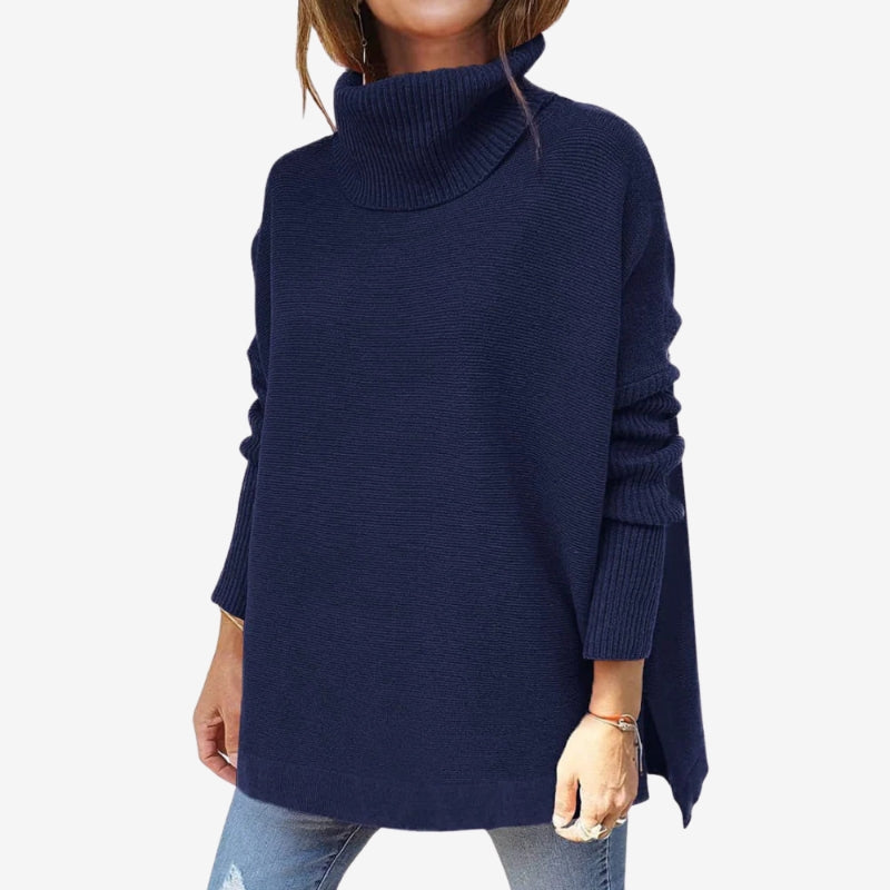 Rose – Pull à manches longues avec col roulé et coupe ample