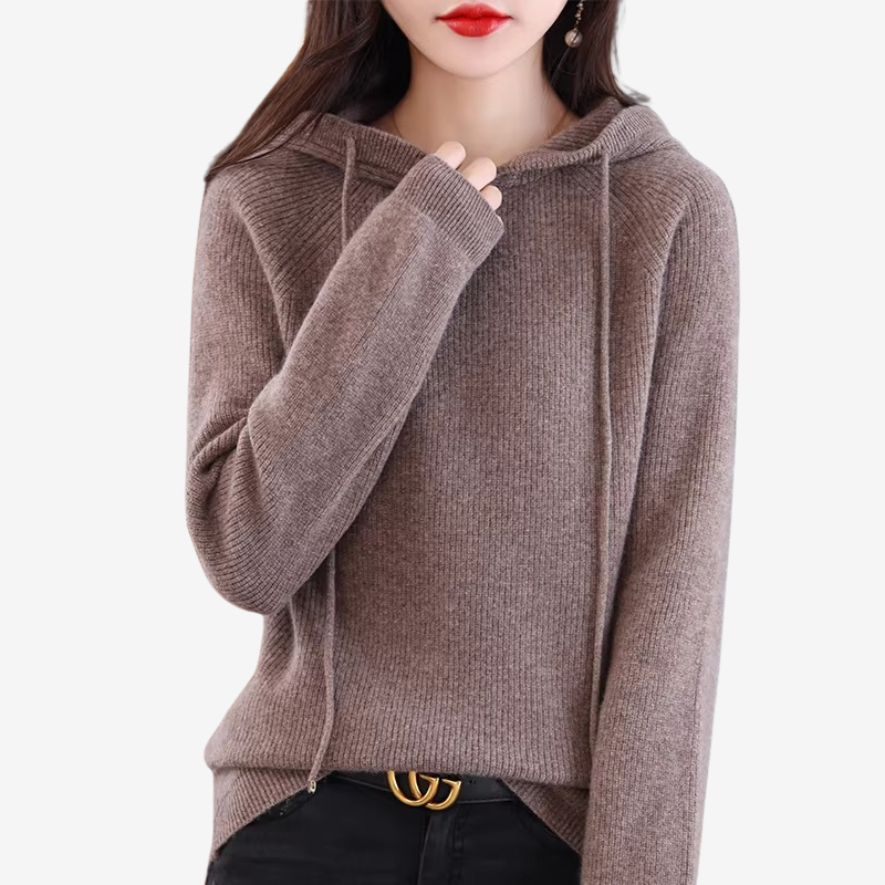 Sadie - Cardigan a maniche lunghe con cappuccio regolabile