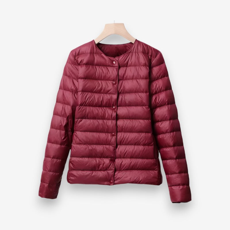 Orla – Long Sleeve Puffer Jacket With Round Neck And Buttons