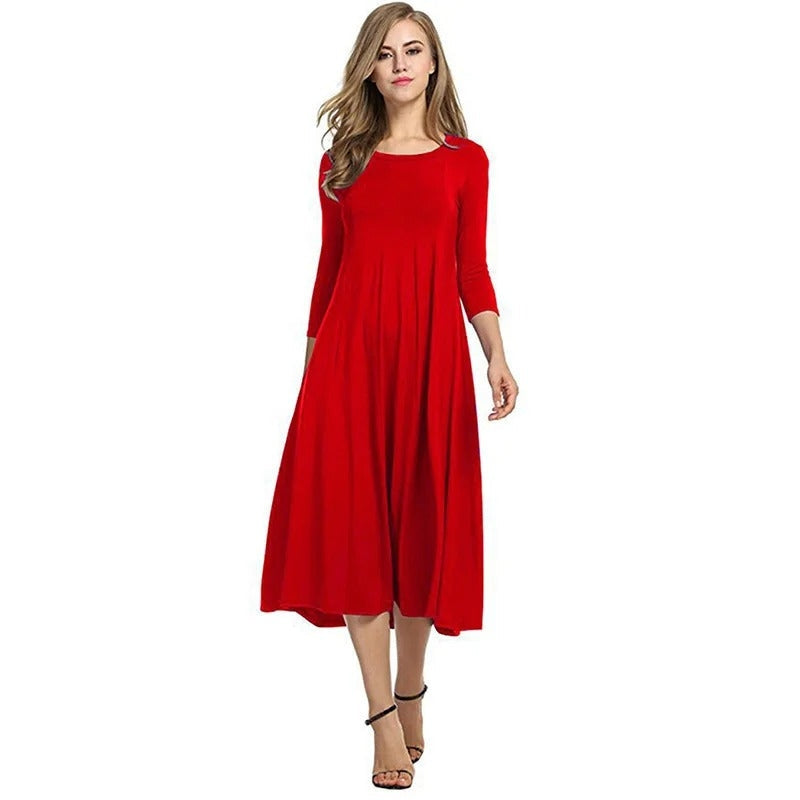 Chloe - Rochie maxi elegantă cu mâneci scurte și decolteu rotund