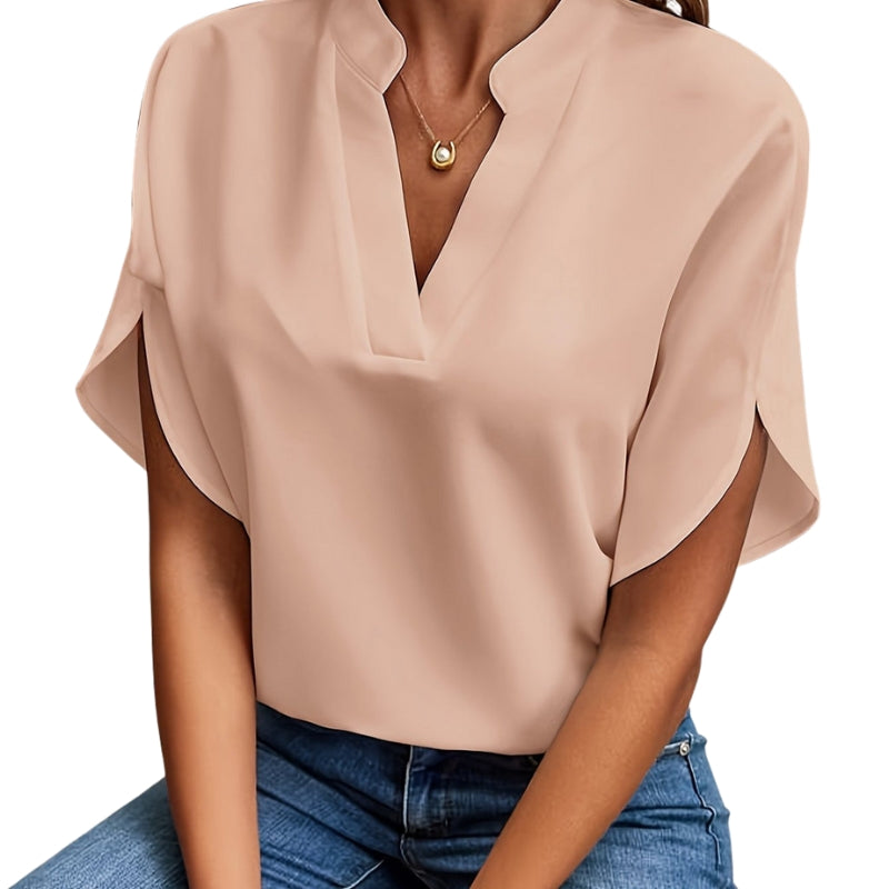 Audrey - V-Neck Blouse with Short Sleeves