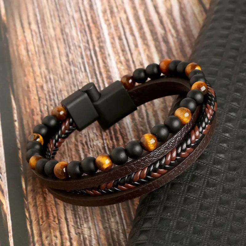 Sebastian – Ensemble de 4 Bracelets avec Perles et Fermoir Magnétique