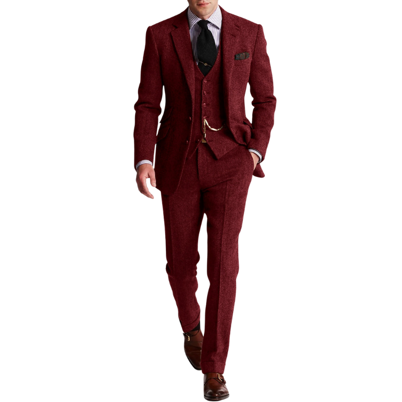 James – 3dílný slim fit oblek s dlouhým rukávem a širokými nohavicemi