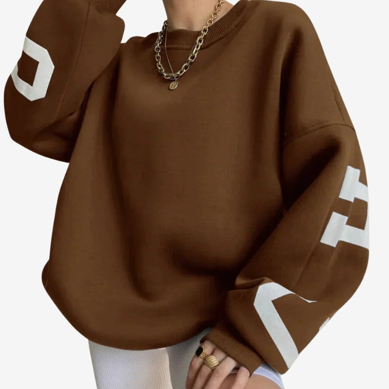 Jade - Long sleeve oversized sweater with round neck