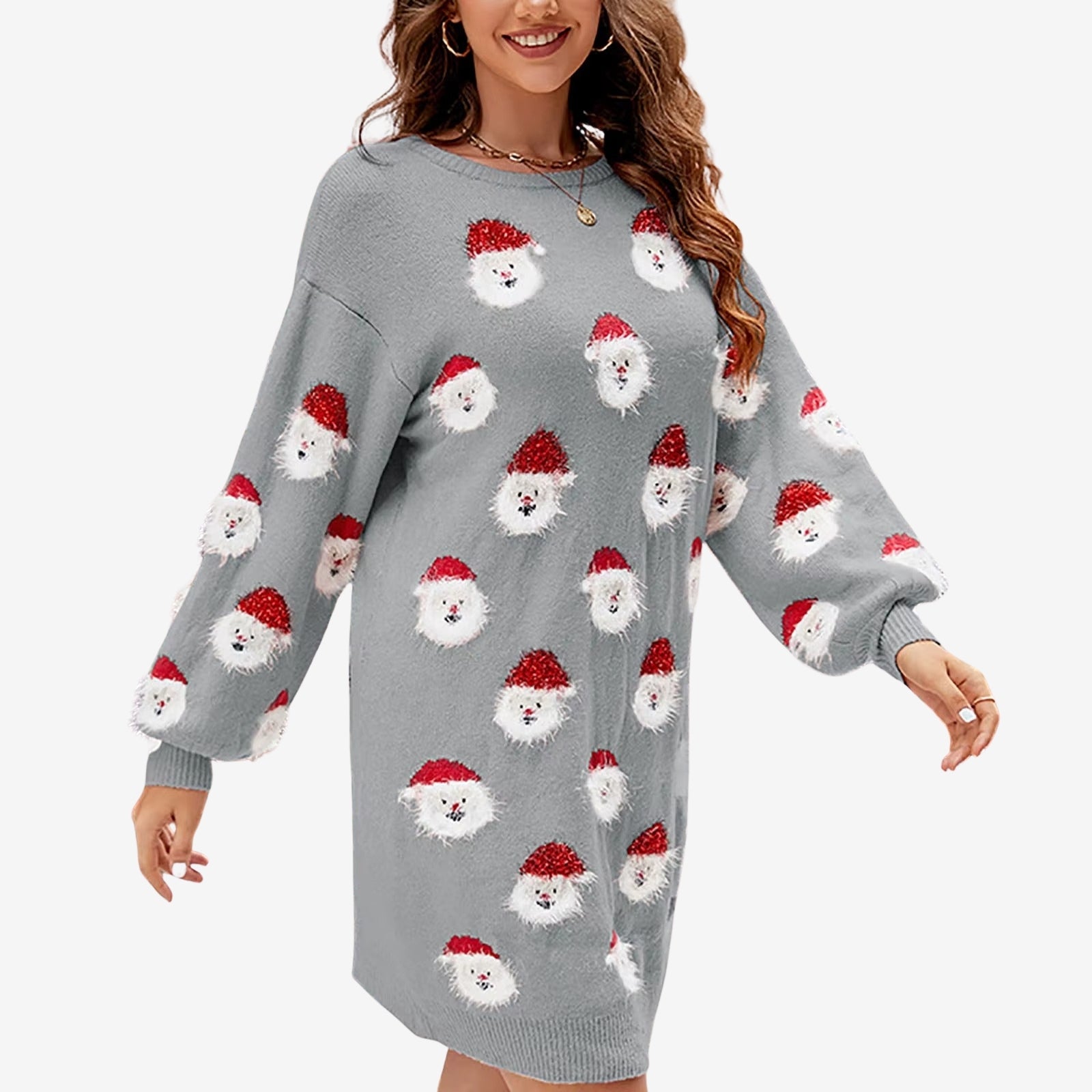 Luna – Maglione a mezza lunghezza a maniche lunghe con scollo rotondo