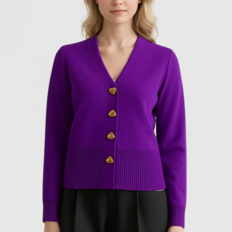 Riley – Cardigan à col en V avec détails de boutons décoratifs