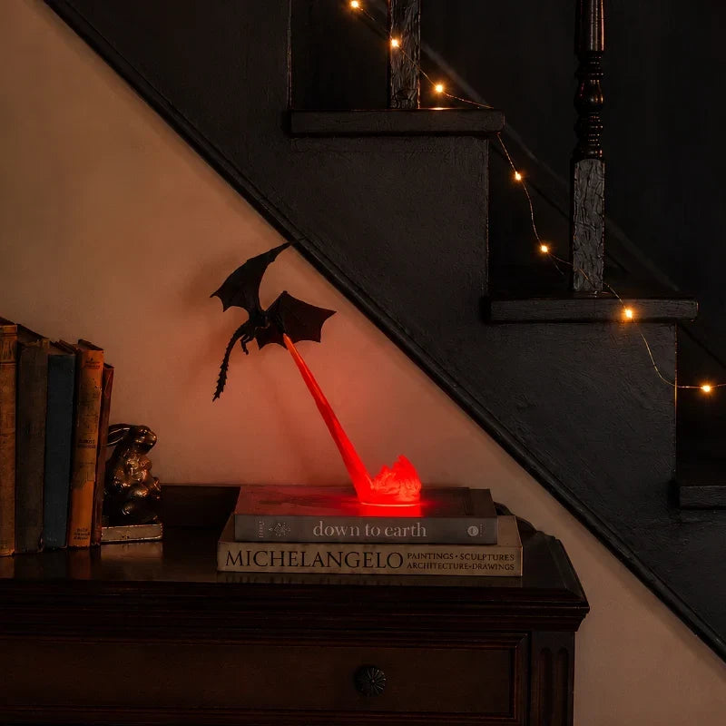 DracoGlow - Lampe de nuit en forme de dragon avec effet de flamme