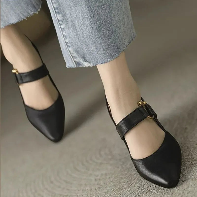 Naomi - Sandale slingback cu vârf ascuțit și toc bloc