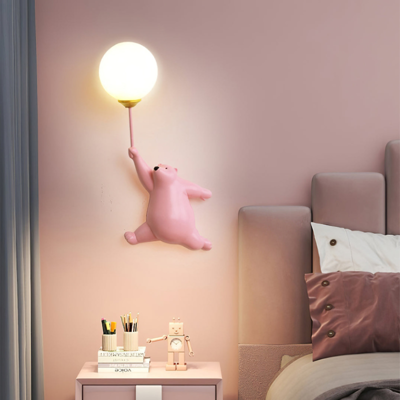 GlowCub – Lampada da parete LED con design orsetto e palloncino