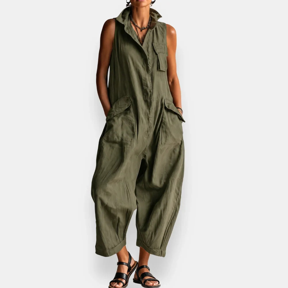 Sleeveless Jumpsuit with Pockets for Women