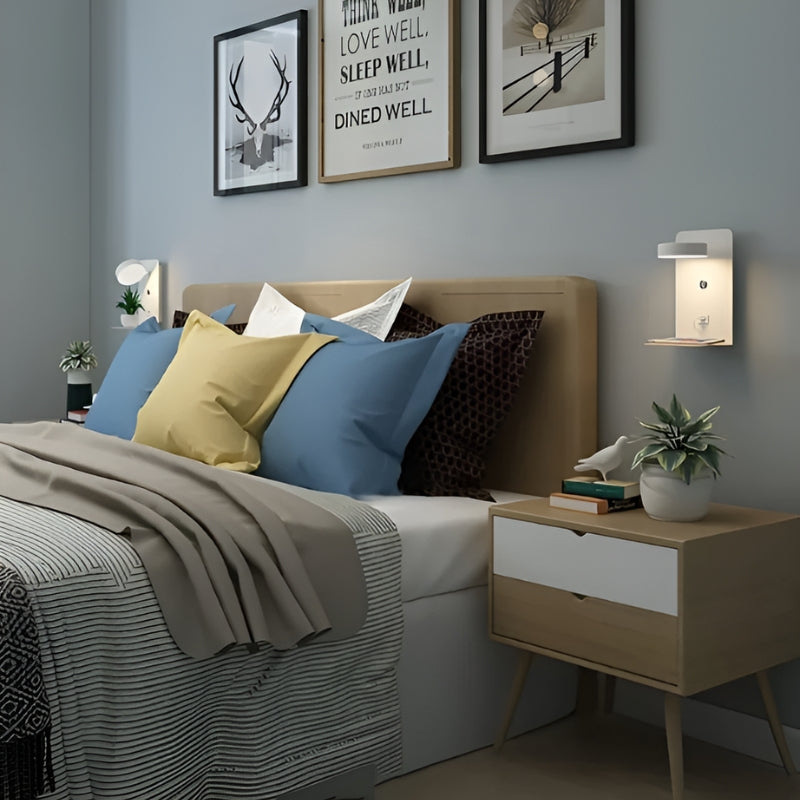 DazzleShelf – Lampe de chevet minimaliste rechargeable avec étagère et port USB