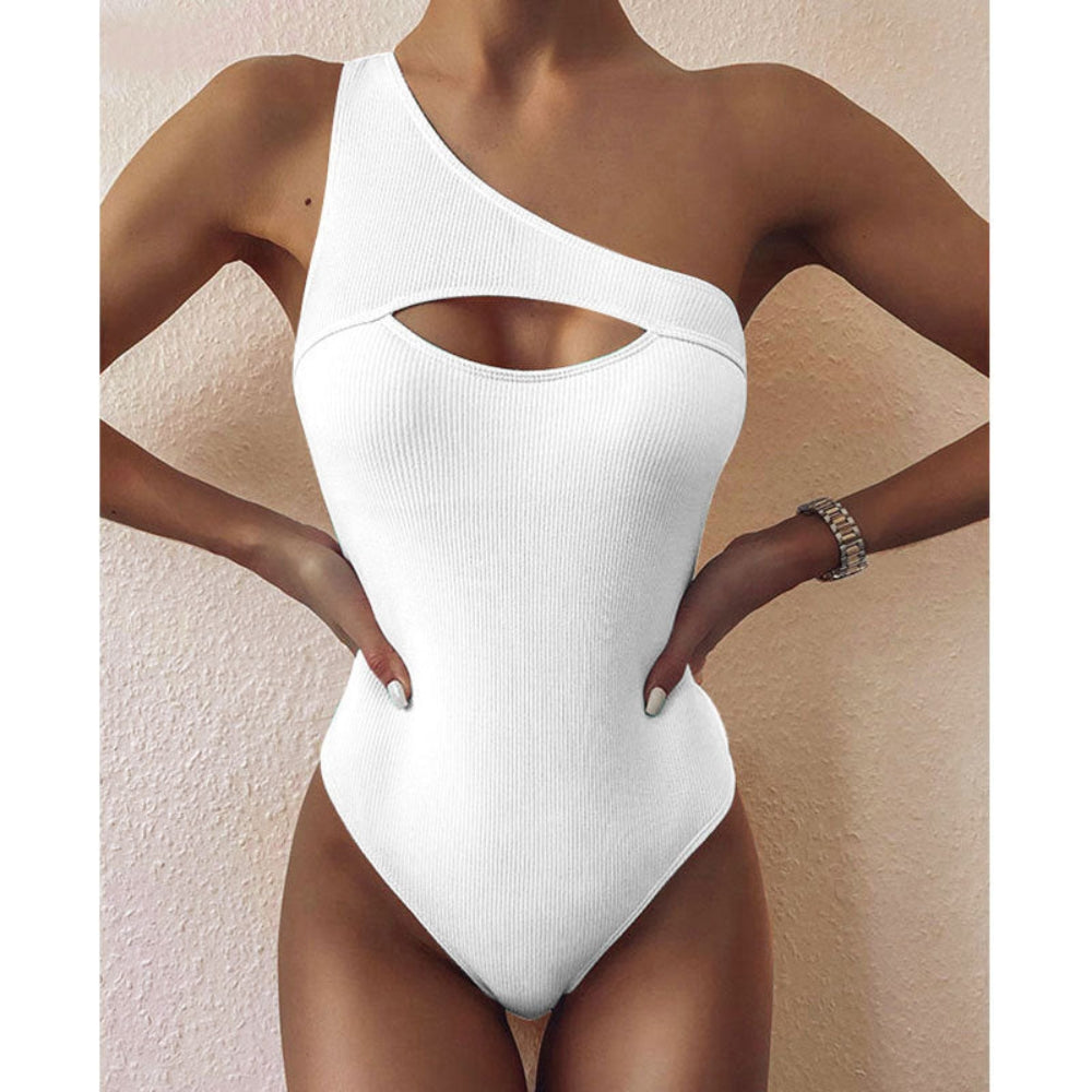 Maria – Maillot de bain élégant à une épaule avec devant ouvert et coupe confortable