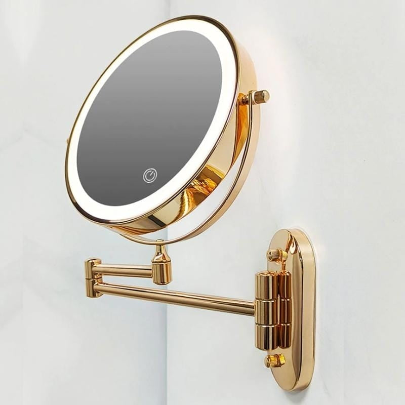 Reflecton - Wall-Mounted LED Makeup Mirror with Double-Sided Magnifying Design