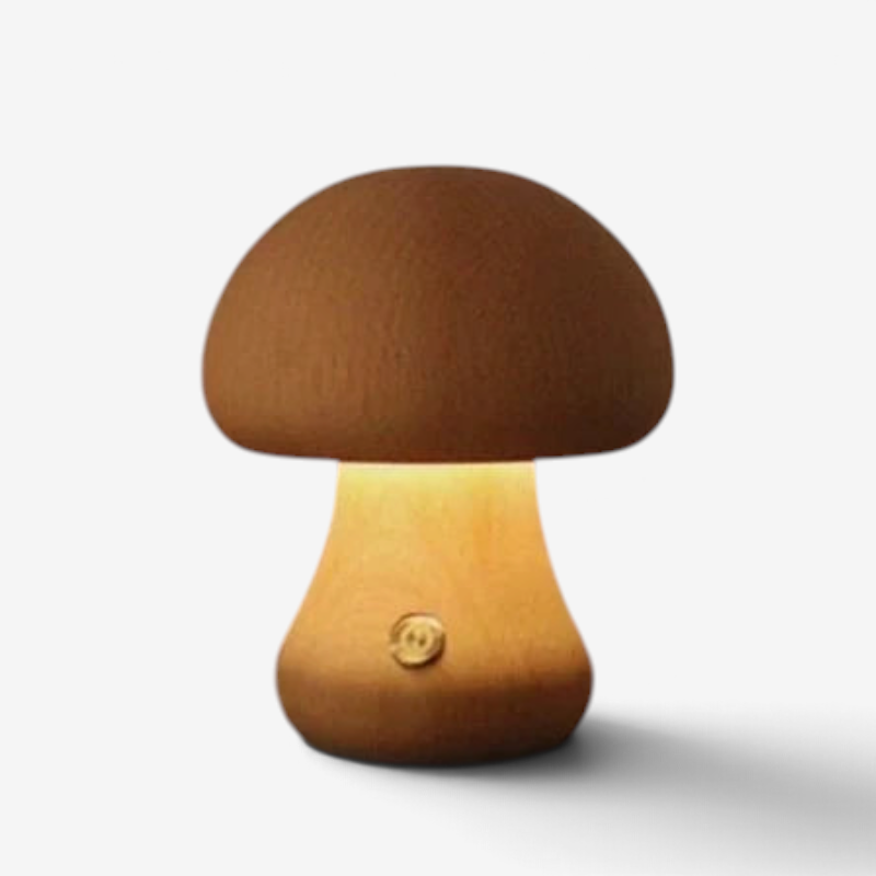 Mushwood - Lámpara de mesa de madera con diseño de seta