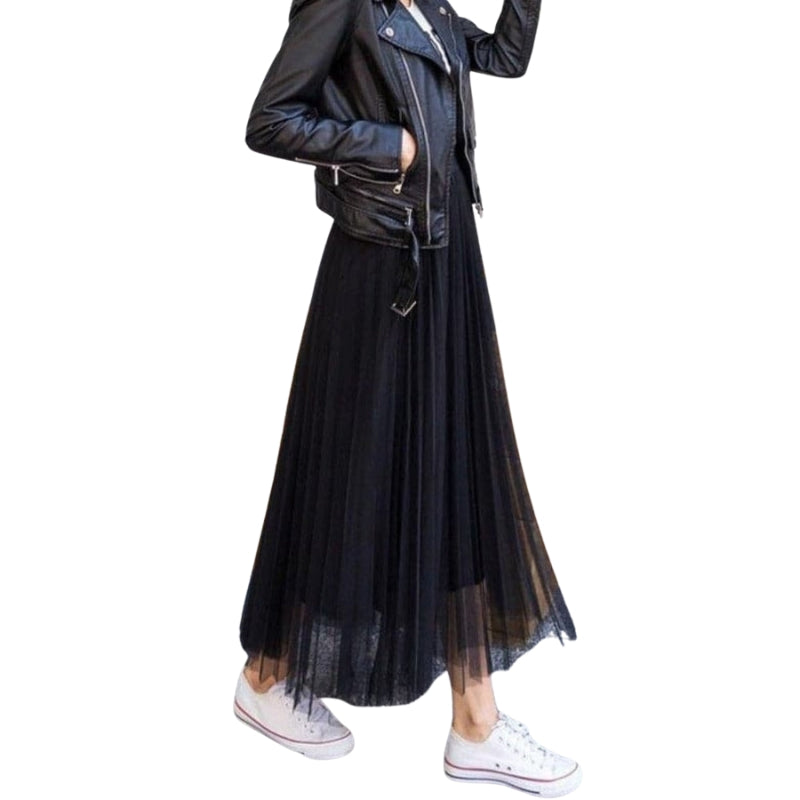 Elara - Mid-Calf Skirt with High Waist and A-Line Silhouette